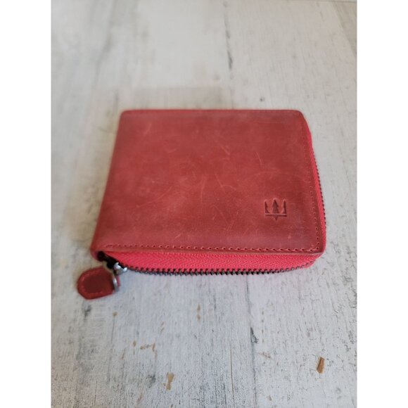 Unique red slot wallet mens accessory zipper getto deri - Picture 1 of 9